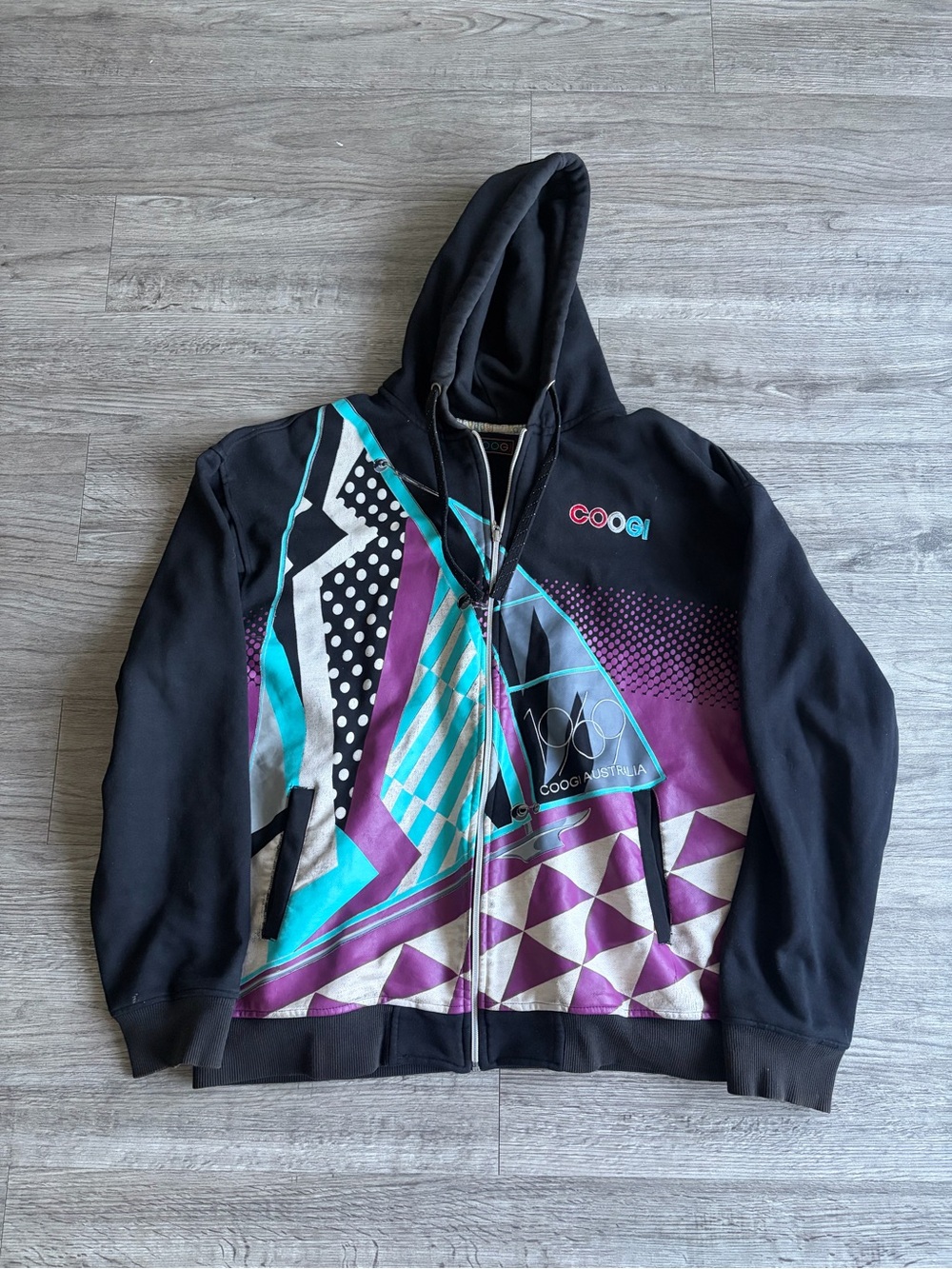 Coogi Black Graphic Zip-Up Hoodie